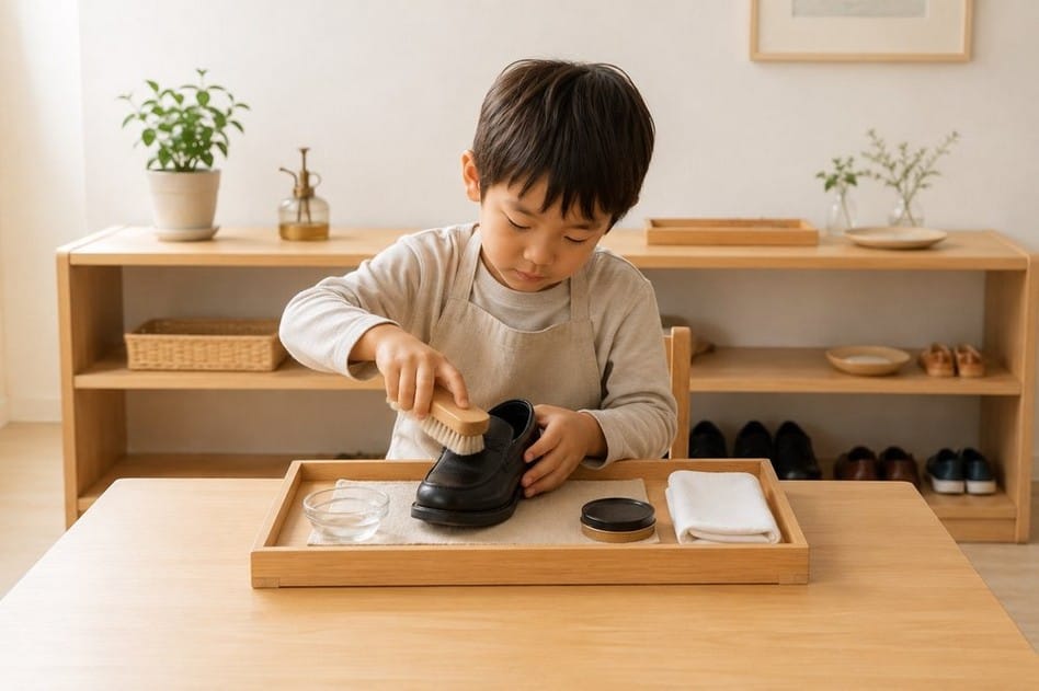 靴を磨く
